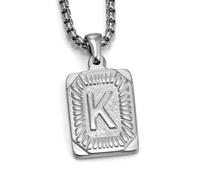 YUGSHNKFC Punk Styles - Collar con dije de carta de acero inoxidable con textura cuadrada, joyería para entusiastas de las letras