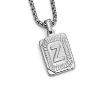 YUGSHNKFC Punk Styles - Collar con dije de carta de acero inoxidable con textura cuadrada, joyería para entusiastas de las letras