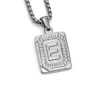 YUGSHNKFC Punk Styles - Collar con dije de carta de acero inoxidable con textura cuadrada, joyería para entusiastas de las letras, acero de titanio