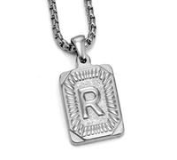 YUGSHNKFC Punk Styles - Collar con dije de carta de acero inoxidable con textura cuadrada, joyería para entusiastas de las letras, acero de titanio