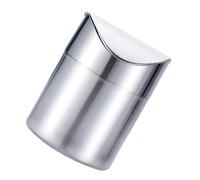 YUGSHNKFC Small Metal Desktop Waste Basket Swing Covers Design Nonslip Bottom Trash Can Rubbish Bin for Study Room Makeup Table Stainless Steels Table Trash Can with Lid