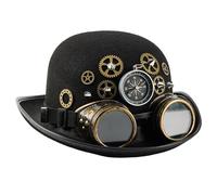 YUGSHNKFC Sombrero de cúpula remachado vintage con gafas intercambiables y brújulas, accesorios para cosplay, fiesta, concierto, viajes, equipo steampunk con correas ajustables