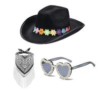 YUGSHNKFC Sombrero Panamá de flores, bandana, gafas de sol, conjunto sorpresa para niñas y niños, sombrero de novia para carnavales, festivales de música