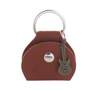 YUGSHNKFC Soporte para púas de guitarra de piel sintética con llavero y colgante pequeño para púas de guitarra, bolsa para llaves, Bolsa para púas marrón Antiq