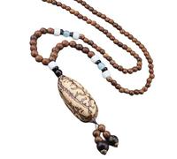 YUGSHNKFC Styles - Collar de cuentas de madera, elegante collar de cuentas de madera, hecho a mano, cadena larga para suéteres, recuerdo, plástico/resina