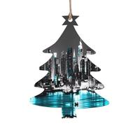 YUGTAEE Adornos de madera de Navidad con forma de árbol de Navidad, 6 piezas de pinturas de Nueva York impresas para colgar