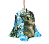 YUGTAEE Adornos de madera de Navidad con forma de campana, 2 unidades, diseño de koala de oso impreso para colgar