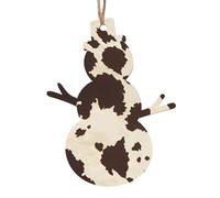 YUGTAEE Adornos de madera de Navidad con forma de muñeco de nieve, 1 unidad, impresión de piel de vaca para colgar