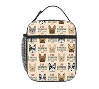 YUGTAEE Bolsa de almuerzo portátil con aislamiento de mano con imagen de bulldog francés, adecuada para estudiantes para trabajar y viajar