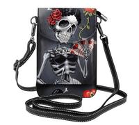 Yugtaee Bolso pequeño para teléfono celular, 19,3 x 12,4 cm, con estampado gótico de chica de belleza, funda cruzada de piel con solapa para mujer, perfecta para caminar, acampar, color negro