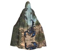 YUGTAEE Capa con capucha para adultos con estampado de escorpión azul para juegos de rol, disfraces de escenario, fiestas, fácil cuidado