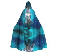 Yugtaee Capa con capucha para adultos con estampado de manatíes de las Indias Occidentales para juegos de rol, disfraces de escenario, fiestas, fácil cuidado