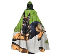YUGTAEE Capa con capucha para adultos con estampado de perro pastor alemán para juegos de rol, disfraces de escenario, fiestas, fácil cuidado