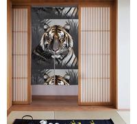 YUGTAEE Cortina de cuadros con diseño de tigre en reposo, dos piezas, cortinas de tela empalmadas de 86 x 142 cm, separadores de habitación para colgar entre habitaciones y puertas