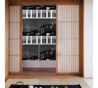 YUGTAEE Cortina de cuadros con patrón de guitarra y piano de dos piezas, cortinas de tela empalmadas de 86 x 142 cm, separadores de habitación para colgar entre habitaciones y puertas