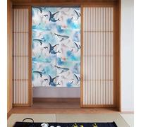 YUGTAEE Cortina de cuadros de ballena marina y medusas, dos piezas empalmadas, cortinas de tela de 34 x 56 pulgadas, separadores de habitación para colgar entre habitaciones y puertas