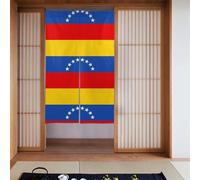 YUGTAEE Cortina de cuadros de la bandera de Venezuela, dos piezas empalmadas, cortinas de tela de 86 x 142 cm, separadores de habitación para colgar entre habitaciones y puertas