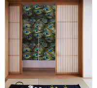 YUGTAEE Cortina de cuadros de pavo real fresco, dos piezas, cortinas de tela empalmadas de 86 x 142 cm, separadores de habitación para colgar entre habitaciones y puertas