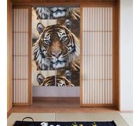 YUGTAEE Cortina de cuadros de tigre de dos piezas, cortinas de tela empalmadas de 86 x 142 cm, separadores de habitación para colgar entre habitaciones y puertas