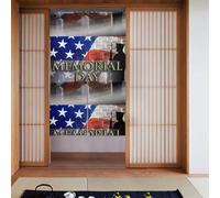 YUGTAEE Cortinas de tela de soldados militares estadounidenses patrióticos para el Día de los Caídos, dos piezas empalmadas de 86 x 142 cm, separadores de habitación para colgar entre habitaciones y