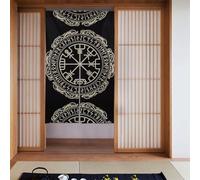 YUGTAEE Magical Design - Cortinas de tela con diseño de brújula, diseño de runas nórdicas, 2 piezas, 86 x 142 cm, divisores de habitación para colgar entre habitaciones y puertas