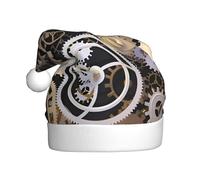 YUGTAEE Sombrero de Navidad de felpa para adultos, diseño steampunk, con engranajes mecánicos impresos con tacto suave para fiestas de vacaciones y bailes, adecuado para hombres y mujeres
