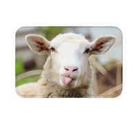 YUGTAEE Tapete de piso con borde de bloqueo de 101,6 x 152,4 cm, divertida lengua de oveja traviesa, estampado de animales, absorbente de agua y antideslizante, suave y cómodo para baño y cocina