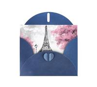 YUGTAEE Tarjeta de felicitación azul con pintura al óleo de la Torre Eiffel de París impresa de 4 x 6 pulgadas para Navidad, cumpleaños infantiles, día de San Valentín, aniversarios de boda e