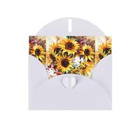 YUGTAEE Tarjeta de felicitación blanca con diseño de girasol impreso de 10 x 15 cm para Navidad, cumpleaños de niños, día de San Valentín, aniversarios de boda e invitaciones de fiesta