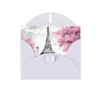 YUGTAEE Tarjeta de felicitación blanca con pintura al óleo de la Torre Eiffel de París impresa de 4 x 6 pulgadas para Navidad, cumpleaños infantiles, día de San Valentín, aniversarios de boda e
