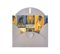 YUGTAEE Tarjeta de felicitación gris de la serie de la tribu del antiguo Egipto impresa de 4 x 6 pulgadas para Navidad, cumpleaños de niños, día de San Valentín, aniversarios de boda e invitaciones de