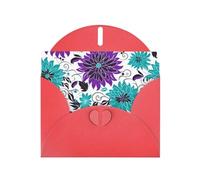 YUGTAEE Tarjeta de felicitación roja con flores moradas y verde azulado impresas de 4 x 6 pulgadas para Navidad, cumpleaños de niños, día de San Valentín, aniversarios de boda e invitaciones de fiesta