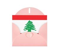 YUGTAEE Tarjeta de felicitación rosa con bandera del Líbano impresa de 4 x 6 pulgadas para Navidad, cumpleaños infantiles, día de San Valentín, aniversarios de boda e invitaciones de fiesta