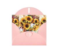 YUGTAEE Tarjeta de felicitación rosa con pintura al óleo impresa de girasol de 4 x 6 pulgadas para Navidad, cumpleaños de niños, día de San Valentín, aniversarios de boda e invitaciones de fiesta