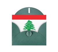 YUGTAEE Tarjeta de felicitación verde oscuro con bandera del Líbano impresa de 4 x 6 pulgadas para Navidad, cumpleaños infantiles, día de San Valentín, aniversarios de boda e invitaciones de fiesta