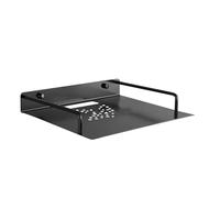 Yugugomo Rack de enrutador WiFi, soporte de pared para router, rack de una sola capa de metal, soporte de pared, espacio de aluminio negro, compartimento para enchufe