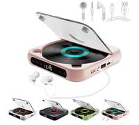 Yuguz Portable CD Player, 2025 New Portable Bluetooth-Compatible CD-Player, Rechargeable with Bluetooth 5.3, Built-in HiFi Speakers, Supports CD/AUX/USB and Repeat Modes (Pink)