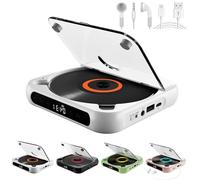 Yuguz Portable CD Player, 2025 New Portable Bluetooth-Compatible CD-Player, Rechargeable with Bluetooth 5.3, Built-in HiFi Speakers, Supports CD/AUX/USB and Repeat Modes (White)