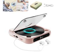 Yuguz Portable CD Player, Lifesparking Portable CD Player with Bluetooth 5.3, Built-in HiFi Speakers Supports CD/AUX/USB and Repeat Modes, Rechargeable for Home, Office, Travel (Pink)