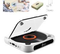 Yuguz Portable CD Player, Lifesparking Portable CD Player with Bluetooth 5.3, Built-in HiFi Speakers Supports CD/AUX/USB and Repeat Modes, Rechargeable for Home, Office, Travel (White)