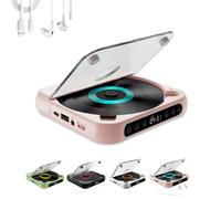 Yuguz Portable CD Player, New Bluetooth-Compatible CD-Player with Headphones, Portable, Supports CD/AUX/USB and Repeat Modes, Built-in HiFi Speakers (Pink)