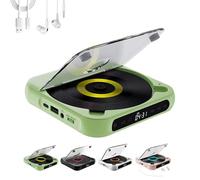 Yuguz Portable CD Player, New Bluetooth-Compatible CD-Player with Headphones, Portable, Supports CD/AUX/USB and Repeat Modes, Built-in HiFi Speakers (Green)