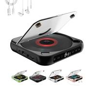 Yuguz Portable CD Player, New Bluetooth-Compatible CD-Player with Headphones, Portable, Supports CD/AUX/USB and Repeat Modes, Built-in HiFi Speakers (Black)