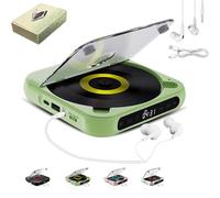 Yuguz Portable CD Player, New Bluetooth-Compatible CD-Player with Headphones, Rechargeable CD Players with Bluetooth 5.3, Built-in HiFi Speakers, for Home, Office, Travel (Green)