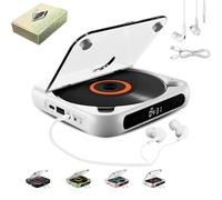 Yuguz Portable CD Player, New Bluetooth-Compatible CD-Player with Headphones, Rechargeable CD Players with Bluetooth 5.3, Built-in HiFi Speakers, for Home, Office, Travel (White)
