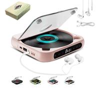 Yuguz Portable CD Player, New Bluetooth-Compatible CD-Player with Headphones, Rechargeable CD Players with Bluetooth 5.3, Built-in HiFi Speakers, for Home, Office, Travel (Pink)