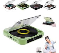 Yuguz Portable CD Player, New Bluetooth-Compatible CD-Player with Headphones, Rechargeable, Supports CD/USB, Mini Rechargeable Speaker for Home, Office, Travel (Green)