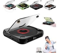 Yuguz Portable CD Player, New Bluetooth-Compatible CD-Player with Headphones, Rechargeable, Supports CD/USB, Mini Rechargeable Speaker for Home, Office, Travel (Black)
