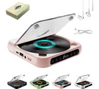 Yuguz Portable CD Player, New Bluetooth-Compatible CD-Player with Headphones, Supports CD/USB/BT and Repeat Modes, Mini Rechargeable Discman (Pink)