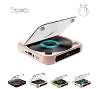 Yuguz Portable CD Player, New Bluetooth-Compatible CD-Player with Headphones, with Bluetooth 5.3, Built-in HiFi Speakers, Supports CD/AUX/USB and Repeat Modes for Home, Office, Travel (Pink)
